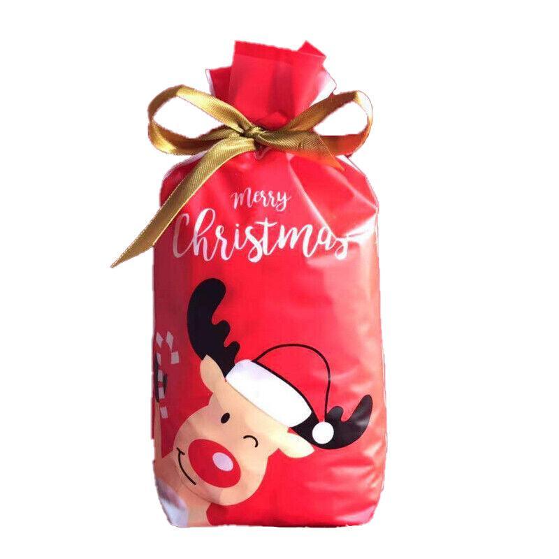 Gift Bags: 10pcs Christmas Candy Bags Gift Treat Drawstring Pouches Biscuit Cookie Packaging - 10Pcs Bag-Bike Bear