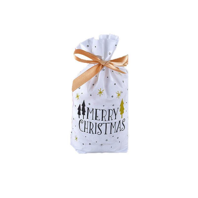 Gift Bags: 10pcs Christmas Candy Bags Gift Treat Drawstring Pouches Biscuit Cookie Packaging - 10Pcs Bag-Bike Bear