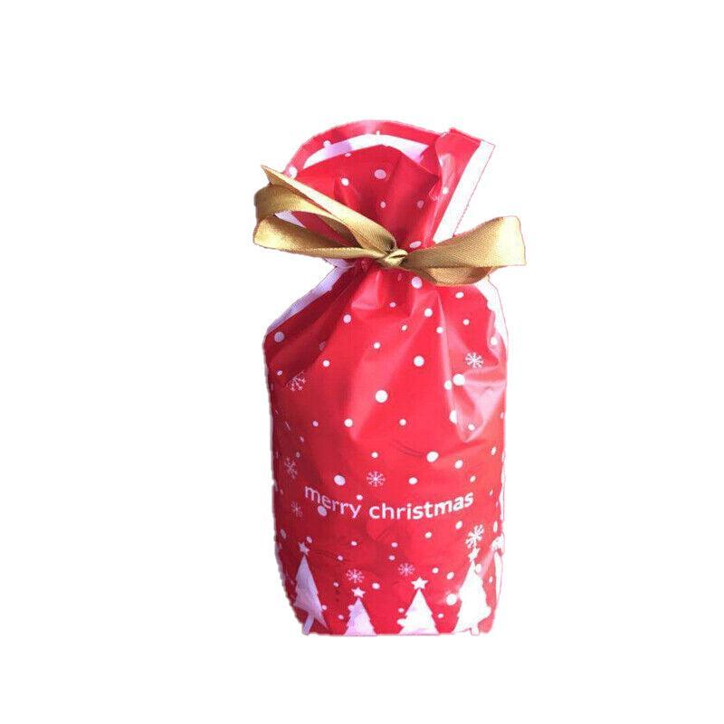 Gift Bags: 10pcs Christmas Candy Bags Gift Treat Drawstring Pouches Biscuit Cookie Packaging - 10Pcs Bag-Bike Bear