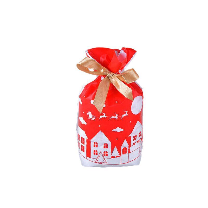 Gift Bags: 10pcs Christmas Candy Bags Gift Treat Drawstring Pouches Biscuit Cookie Packaging - 10Pcs Bag-Bike Bear
