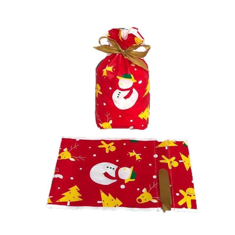 Gift Bags: 10pcs Christmas Candy Bags Gift Treat Drawstring Pouches Biscuit Cookie Packaging - 10Pcs Bag-Red Tree