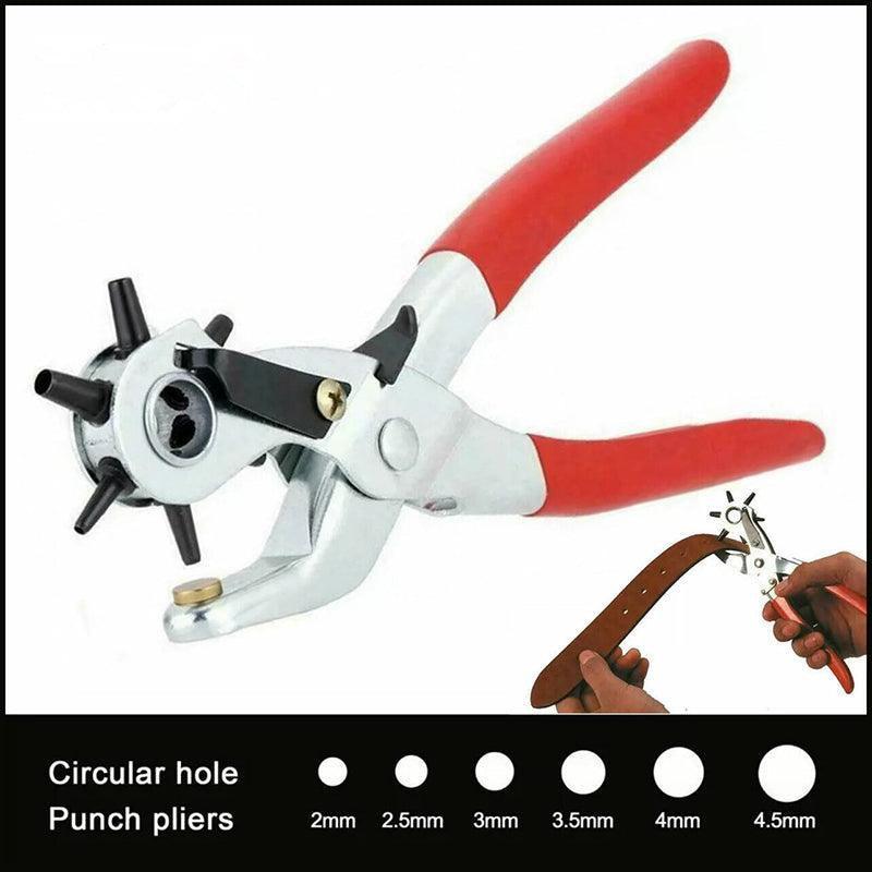 Hand Tools: Rotating Leather Hole Punch Plier 2-4.5mm 6 Size for Belt Strap Card Craft
