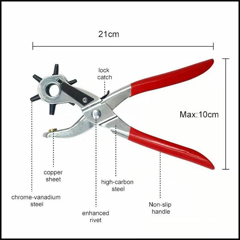 Hand Tools: Rotating Leather Hole Punch Plier 2-4.5mm 6 Size for Belt Strap Card Craft