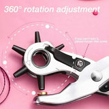 Hand Tools: Rotating Leather Hole Punch Plier 2-4.5mm 6 Size for Belt Strap Card Craft