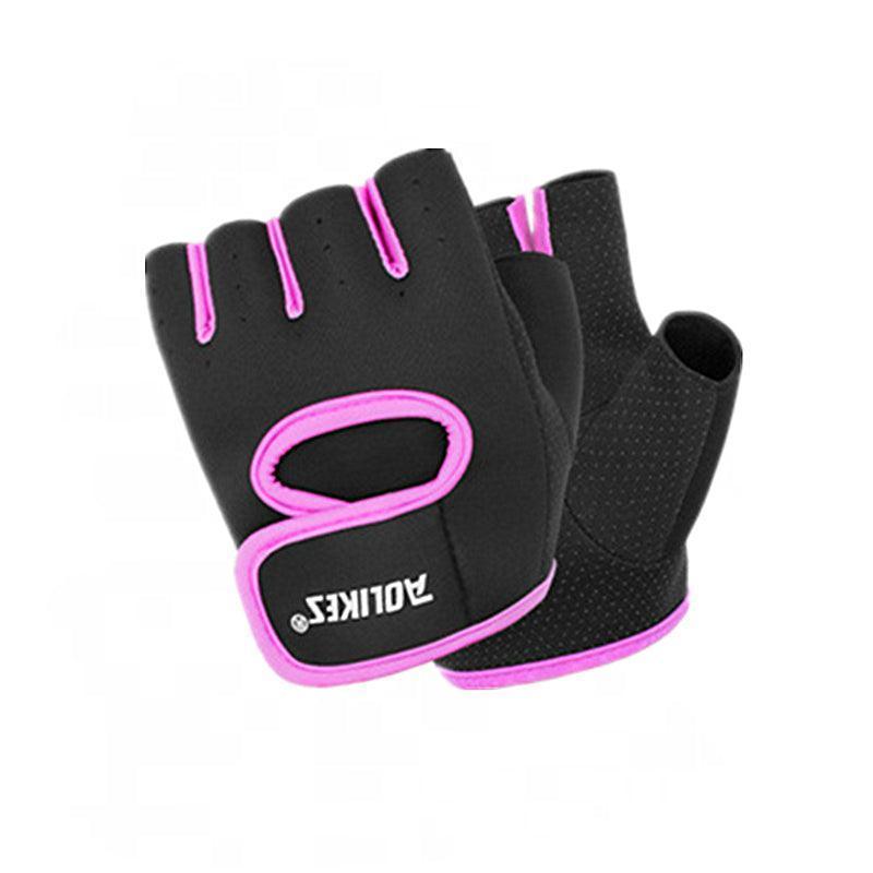 Weightlifting Gloves & Hand Supports: M Size Sports Gloves Weight Lifting Exercise Training Workout Bike Riding Men Women - Black+Purple