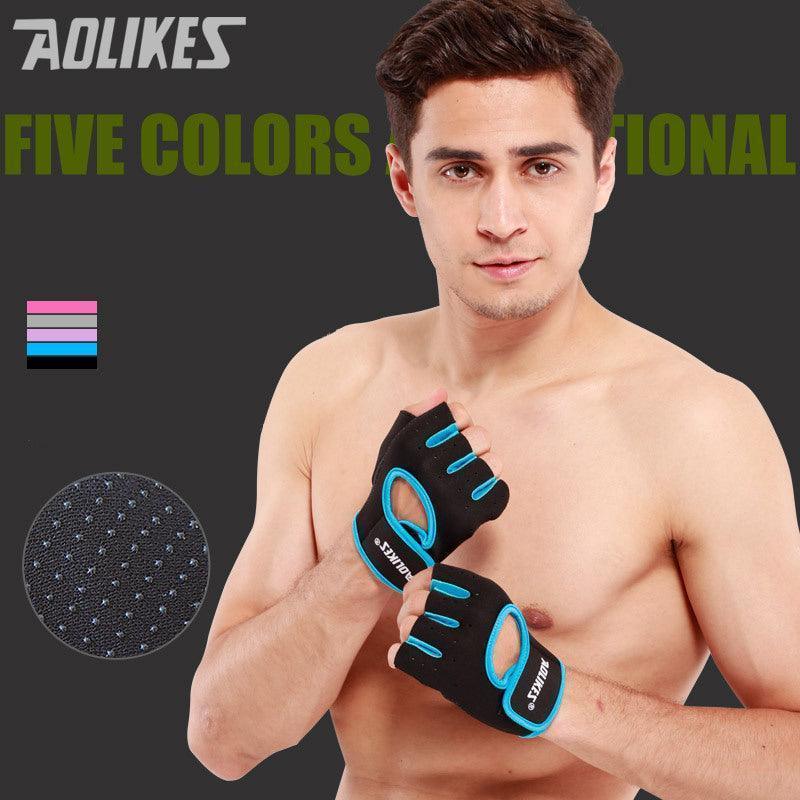 Weightlifting Gloves & Hand Supports: M Size Sports Gloves Weight Lifting Exercise Training Workout Bike Riding Men Women - Black+Pink