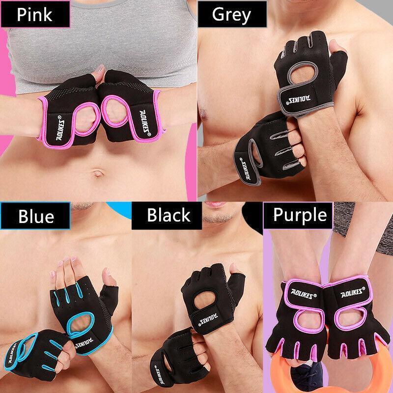 Weightlifting Gloves & Hand Supports: M Size Sports Gloves Weight Lifting Exercise Training Workout Bike Riding Men Women - Black+Pink