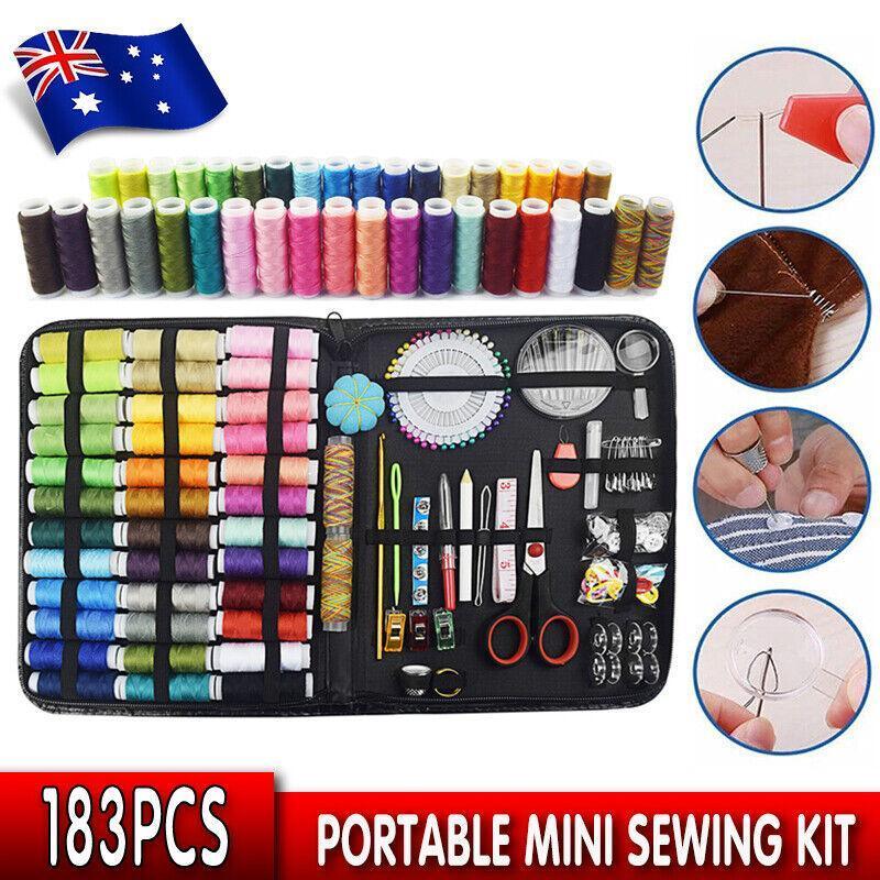 Arts & Crafts: Sewing Kit 183Pcs Portable Mini Premium Travel Home Beginner Emergency