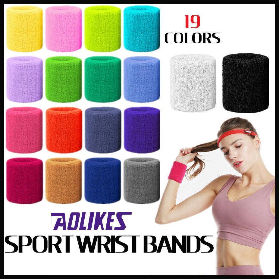 Supports & Braces: Sport Cotton Wristband Wrist Band Sweatband Sweat Training Tennis Gym Yoga - Yellow