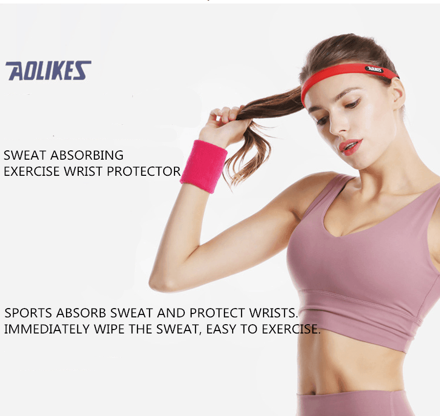 Supports & Braces: Sport Cotton Wristband Wrist Band Sweatband Sweat Training Tennis Gym Yoga - Yellow