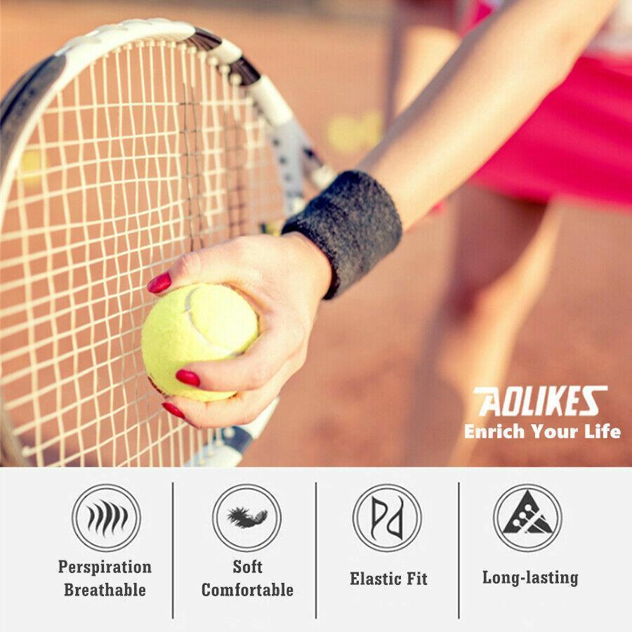 Supports & Braces: Sport Cotton Wristband Wrist Band Sweatband Sweat Training Tennis Gym Yoga - Yellow