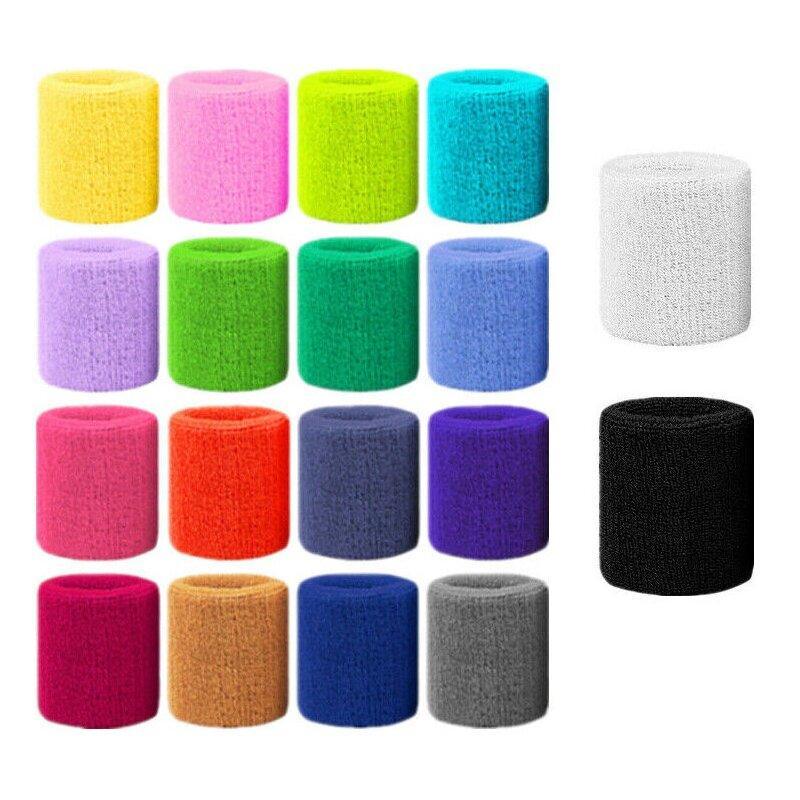 Supports & Braces: Sport Cotton Wristband Wrist Band Sweatband Sweat Training Tennis Gym Yoga - Grey