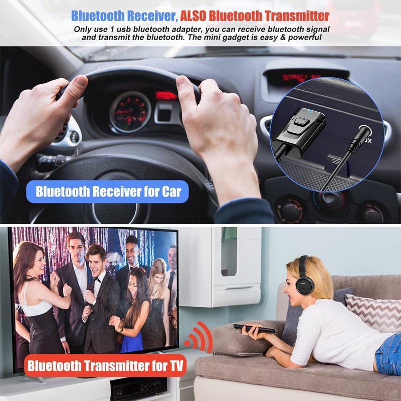 Audio Accessories: 2 in 1 Bluetooth 5.0 USB Audio Transmitter Receiver with 3.5mm AUX Adapter