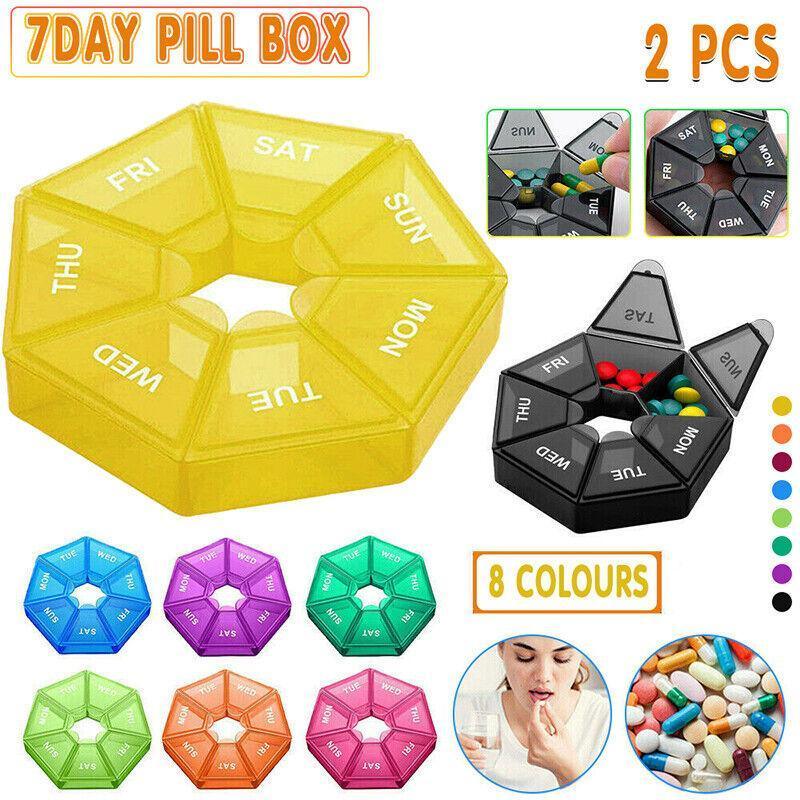 Hand Tools: Weekly Pill Organiser 7 Day Medicine Box Tablet Case Dispenser 2 Pack - Green