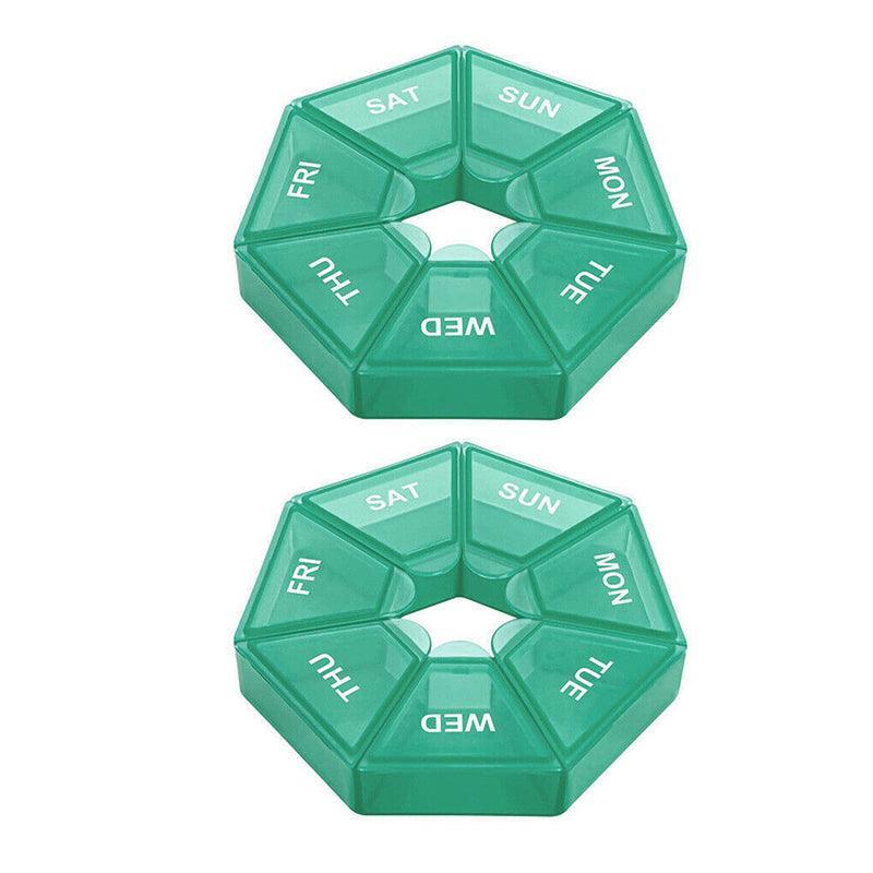 Hand Tools: Weekly Pill Organiser 7 Day Medicine Box Tablet Case Dispenser 2 Pack - Green