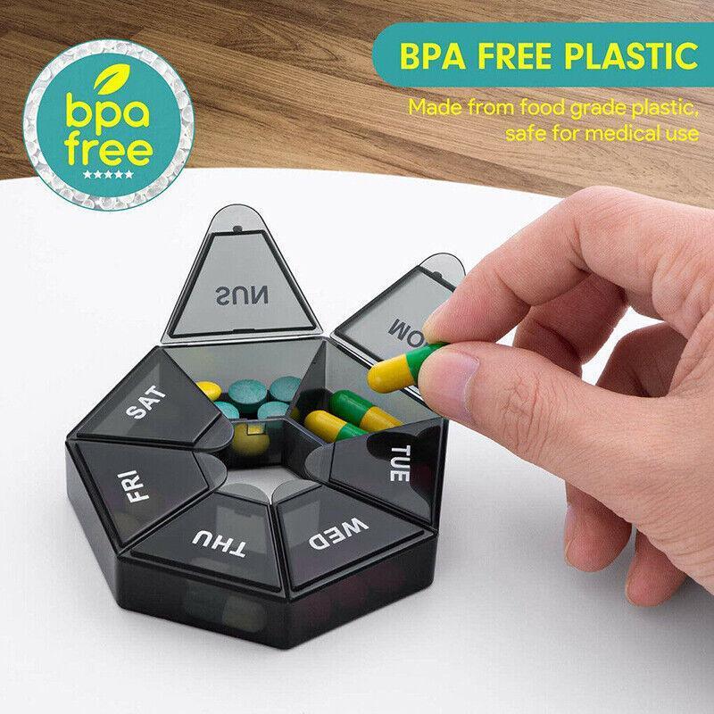 Weekly Pill Organiser 7 Day Medicine Box Tablet Case Dispenser 2 Pack - Orange