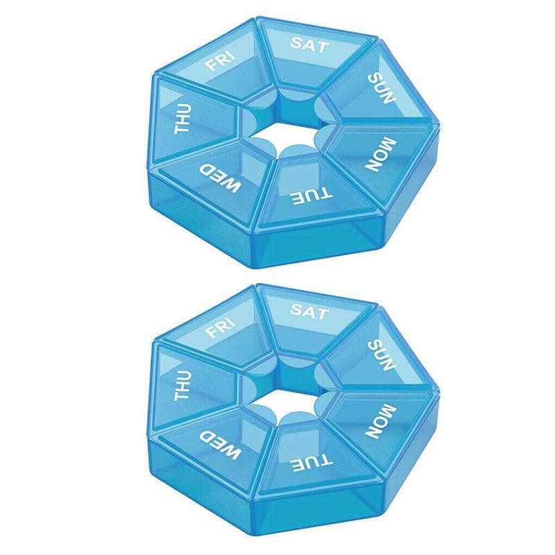 Weekly Pill Organiser 7 Day Medicine Box Tablet Case Dispenser 2 Pack - Orange