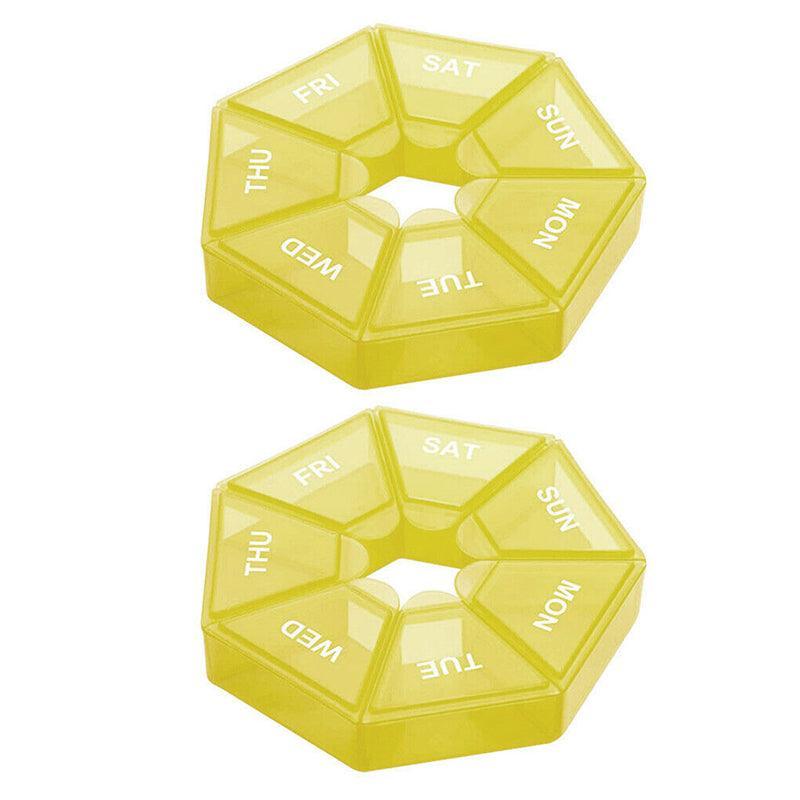 Weekly Pill Organiser 7 Day Medicine Box Tablet Case Dispenser 2 Pack - Orange