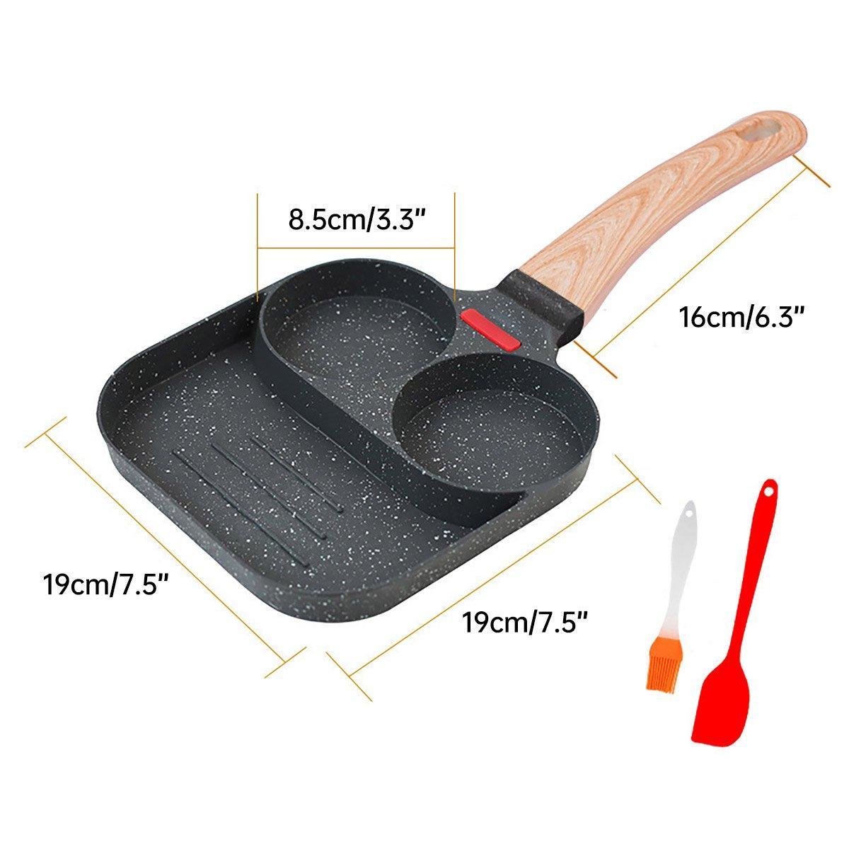 Skillets & Frying Pans: Nonstick Three in One Egg Frying Pan Skillet Breakfast Cooker for Kitchen Use