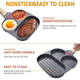 Skillets & Frying Pans: Nonstick Three in One Egg Frying Pan Skillet Breakfast Cooker for Kitchen Use