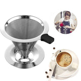 Coffee Machines & Accessories: Coffee Tea Cup Drip Filter Mesh Holder Reusable Stainless Steel Pour Over Funnel