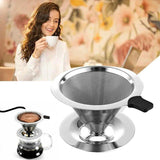 Coffee Machines & Accessories: Coffee Tea Cup Drip Filter Mesh Holder Reusable Stainless Steel Pour Over Funnel