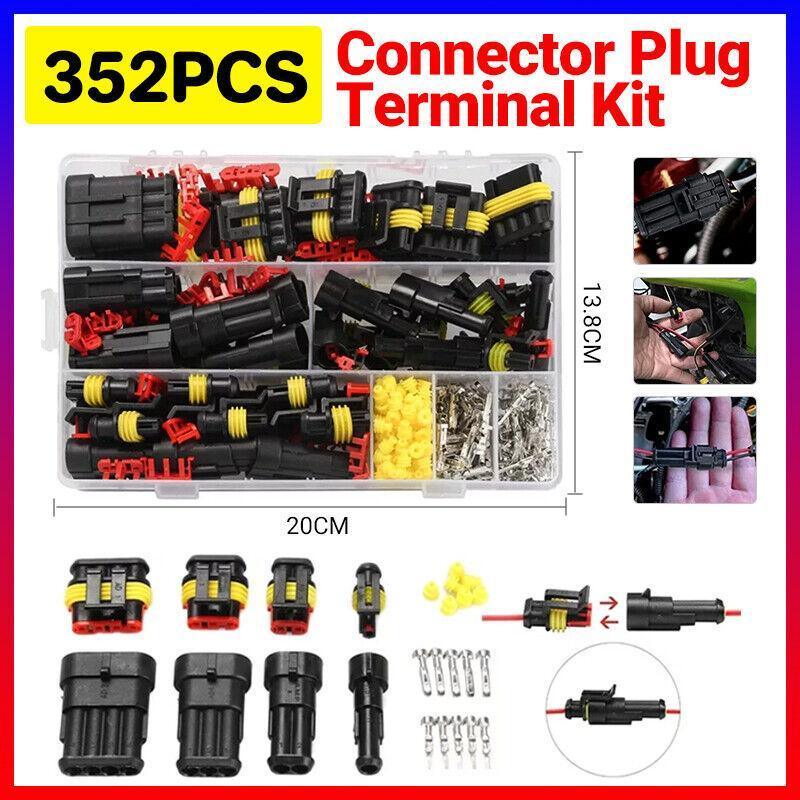 Power & Electrical Supplies: 352PCS 12V Waterproof Electrical Wire Connector Plug Terminal Kit 1/2/3/4 Pin