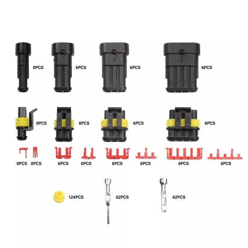 Power & Electrical Supplies: 352PCS 12V Waterproof Electrical Wire Connector Plug Terminal Kit 1/2/3/4 Pin