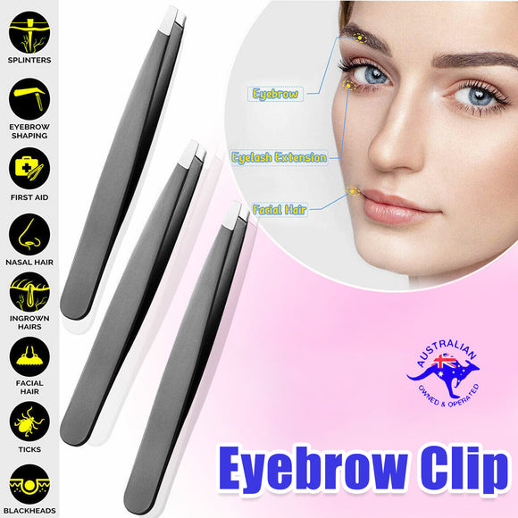 3PCS Stainless Steel Slanted Tip Eyebrow  Set for Facial Hair and Beauty Care