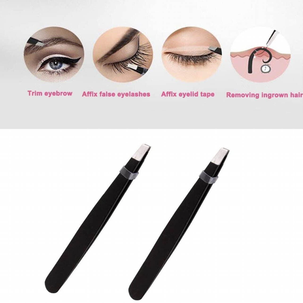 Hair Removal: 3PCS Stainless Steel Slanted Tip Eyebrow  Set for Facial Hair and Beauty Care