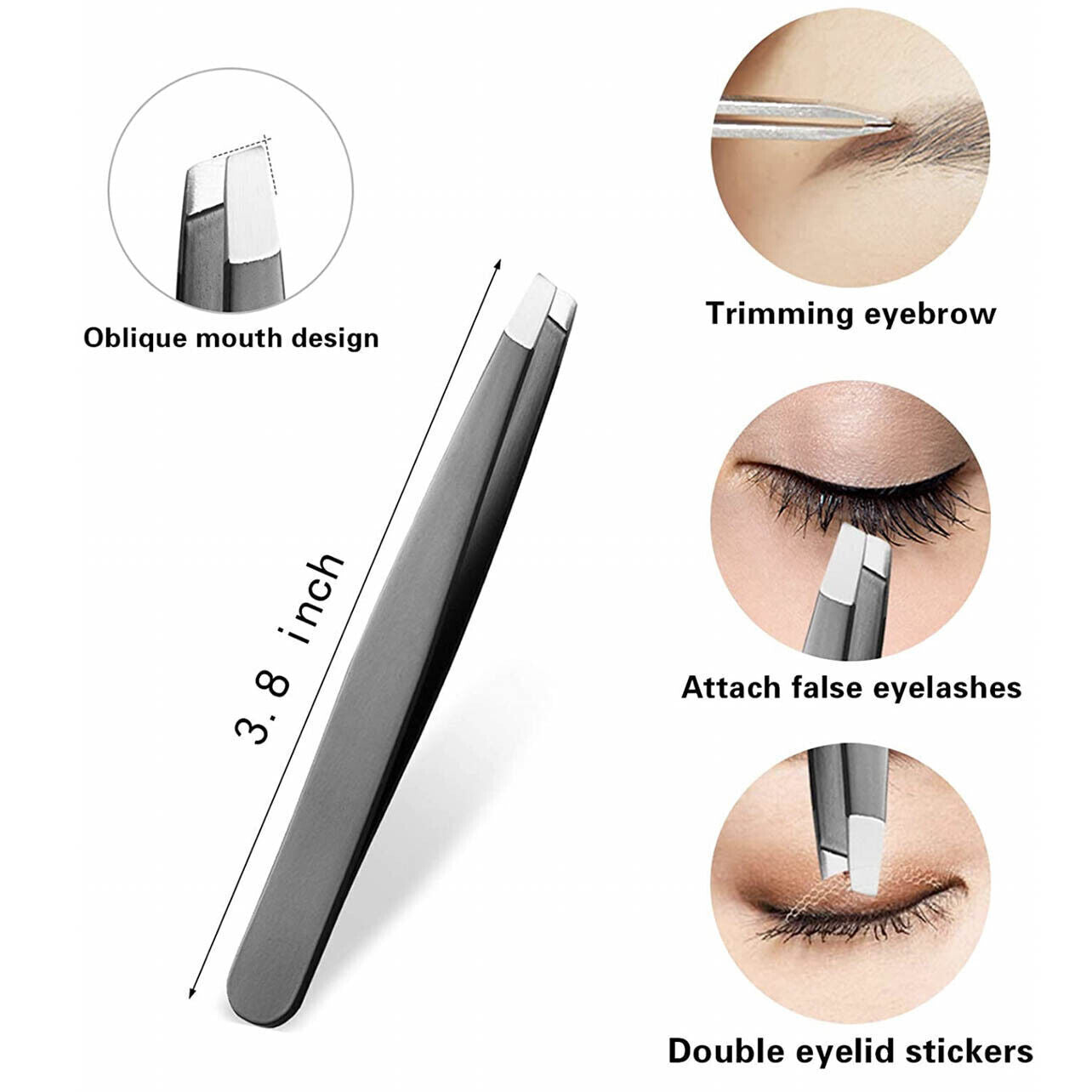 Hair Removal: 3PCS Stainless Steel Slanted Tip Eyebrow  Set for Facial Hair and Beauty Care
