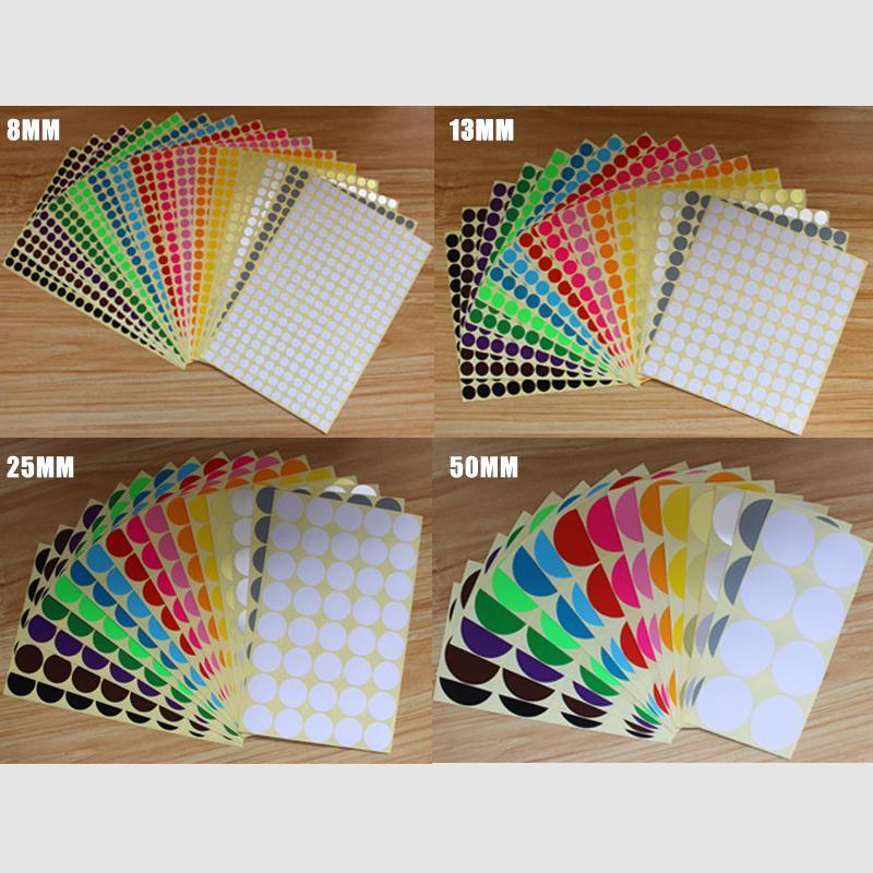 Labels: 8/13/25/50mm Sticker Dots Adhesive Round Labels Circular Scrapbooking Light Green - 50mm 8 Dots - 5 Sheets