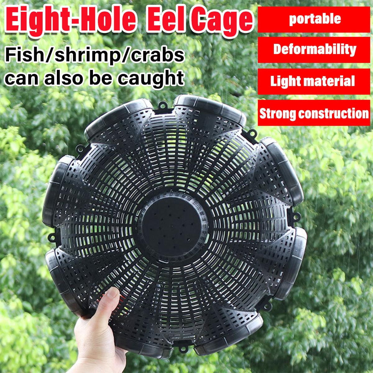 Fishing Tackle: Eight Hole Eel Cage Ground Fish Trap Lobster Fishing Net Foldable Crab Catcher