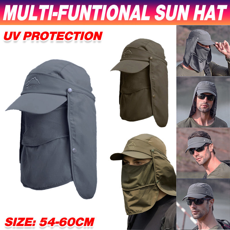 Women's Sleepwear: Unisex Face Neck Flap Hat Wide Brim Cap Hiking Fishing Sun Protection Outdoor - Dark Grey