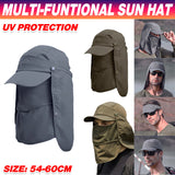 Women's Sleepwear: Unisex Face Neck Flap Hat Wide Brim Cap Hiking Fishing Sun Protection Outdoor - Dark Grey
