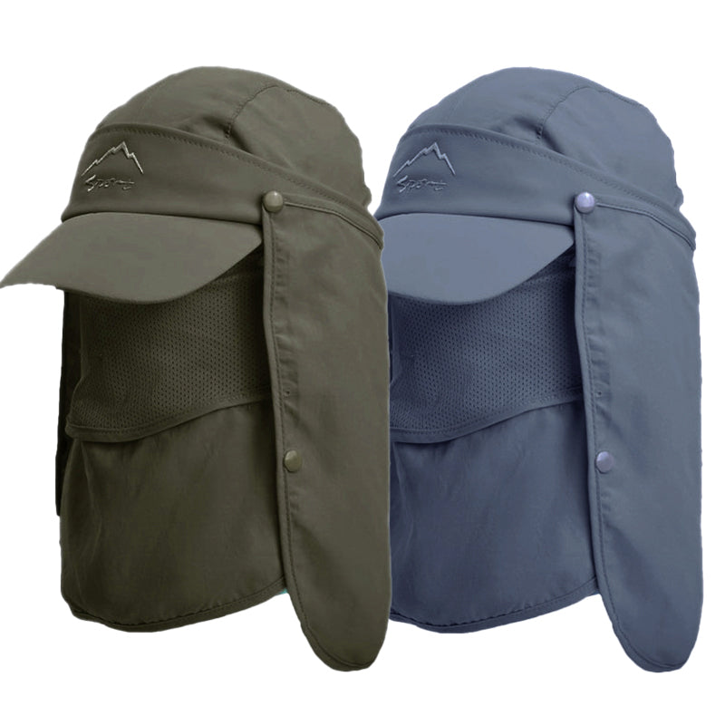 Women's Sleepwear: Unisex Face Neck Flap Hat Wide Brim Cap Hiking Fishing Sun Protection Outdoor - Dark Grey