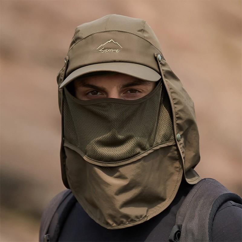 Women's Sleepwear: Unisex Face Neck Flap Hat Wide Brim Cap Hiking Fishing Sun Protection Outdoor - Dark Grey