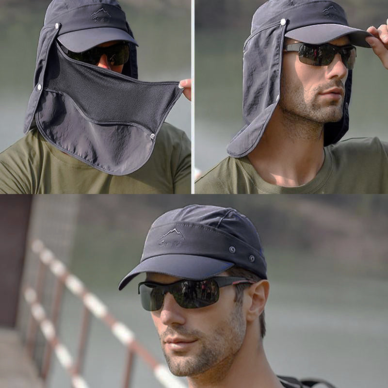 Women's Sleepwear: Unisex Face Neck Flap Hat Wide Brim Cap Hiking Fishing Sun Protection Outdoor - Dark Grey