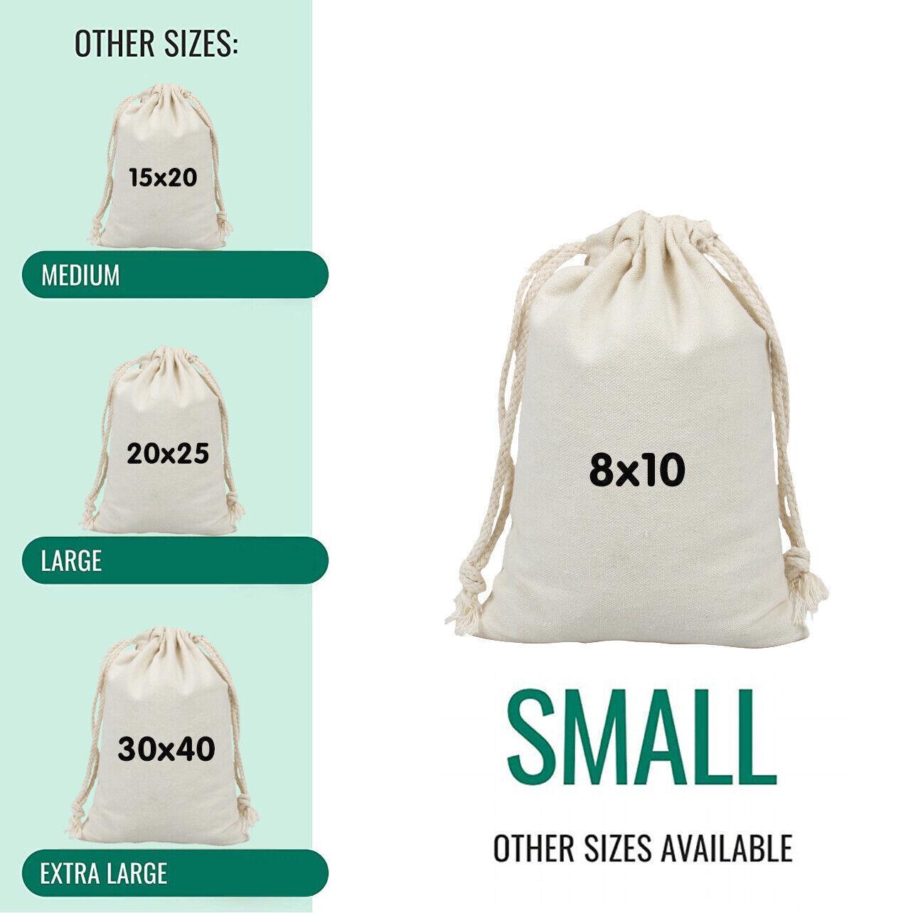 Clothing & Wardrobe Storage: 10X Canvas Cotton Drawstring Bags Linen Calico Tote Gift Storage Pouches - 8x10cm