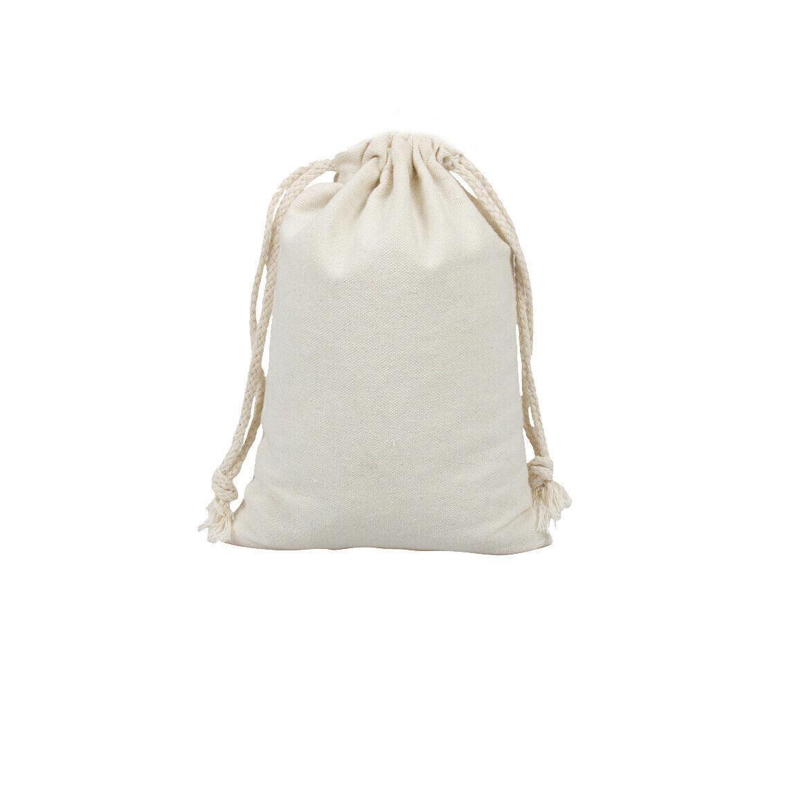 Clothing & Wardrobe Storage: 10X Canvas Cotton Drawstring Bags Linen Calico Tote Gift Storage Pouches - 8x10cm