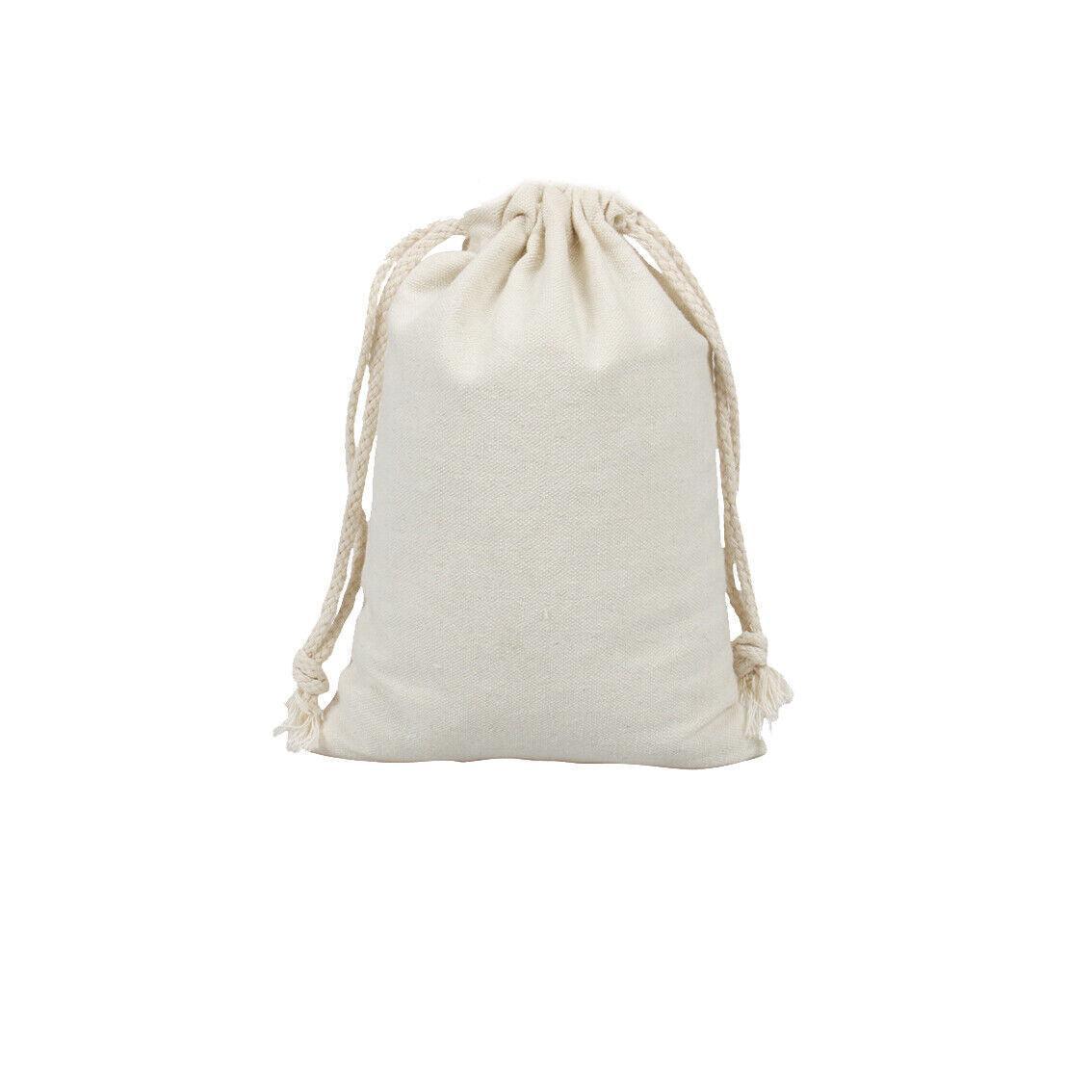 Clothing & Wardrobe Storage: 10X Canvas Cotton Drawstring Bags Linen Calico Tote Gift Storage Pouches - 8x10cm