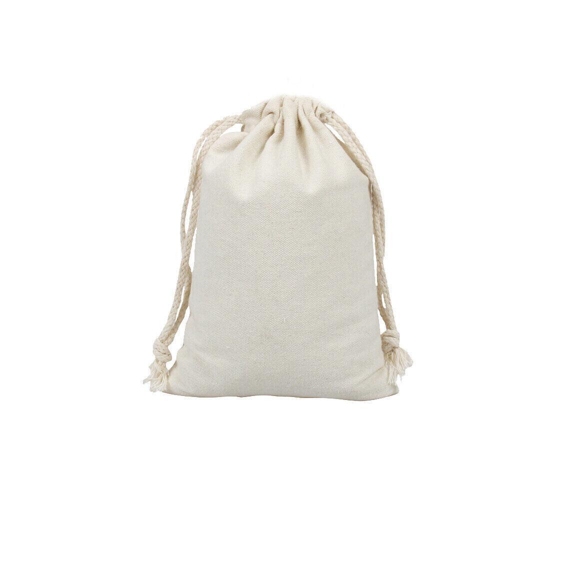 Clothing & Wardrobe Storage: 10X Canvas Cotton Drawstring Bags Linen Calico Tote Gift Storage Pouches - 8x10cm