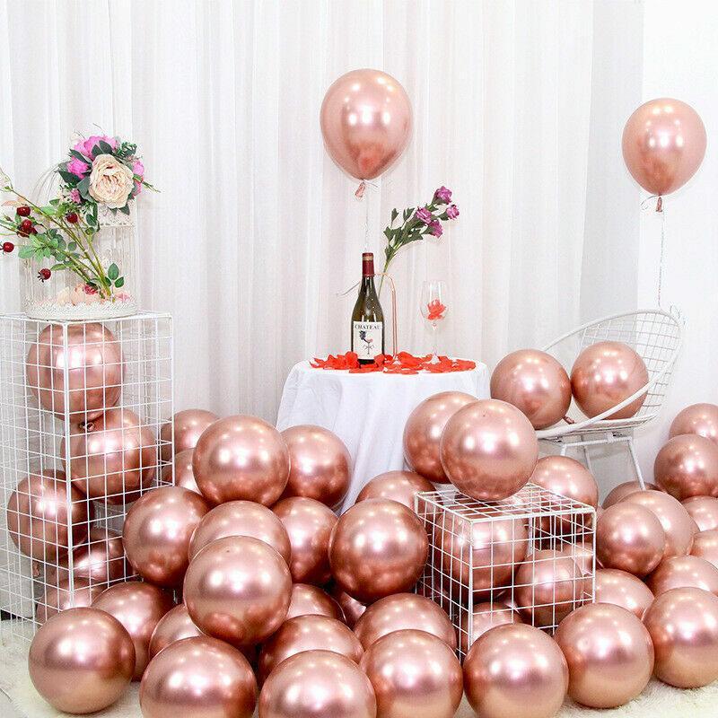 Balloons: Metallic Latex Balloons 12 Inch Chrome Party Balloons for Birthday Wedding Decoration - Rose Gold 10PCS