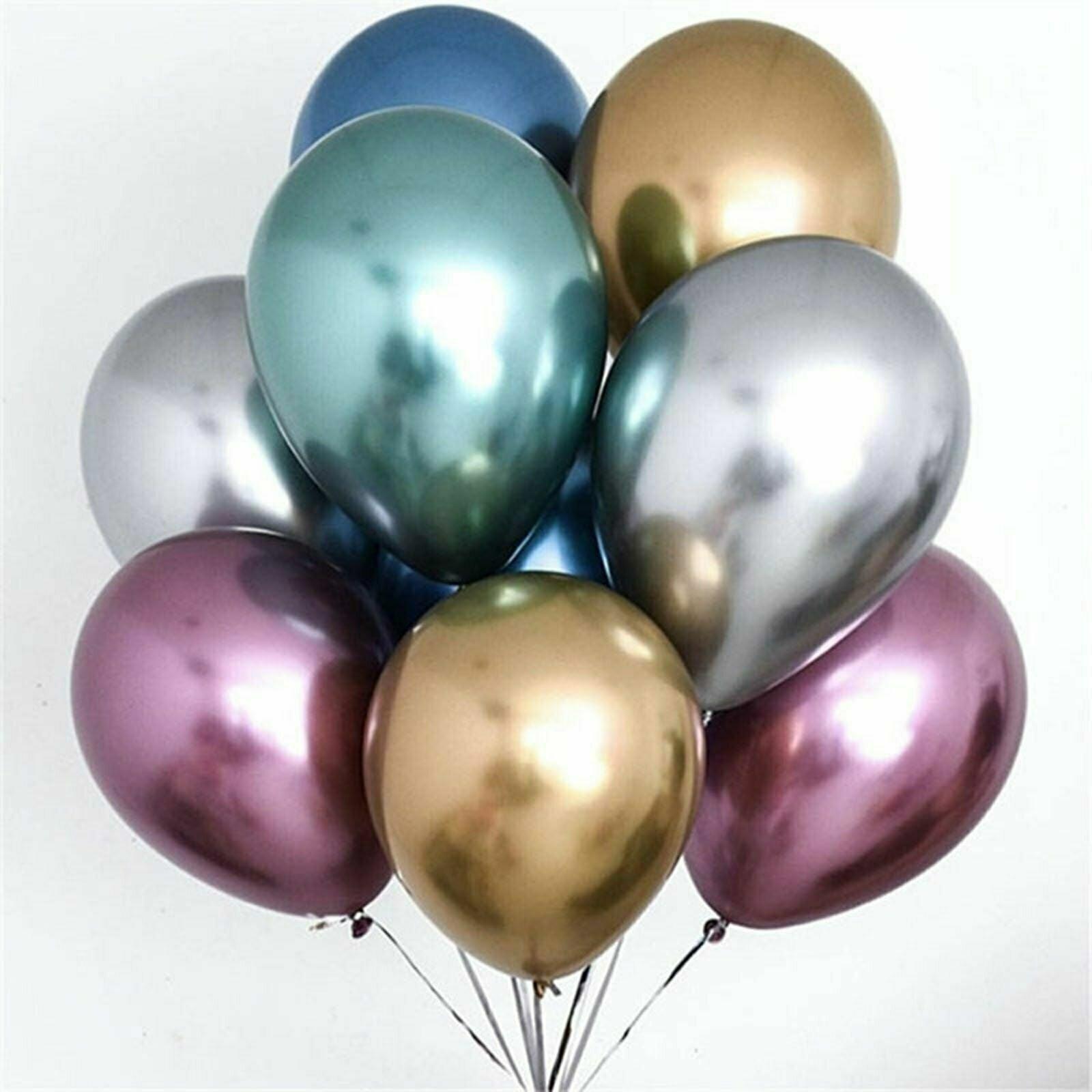 Balloons: Metallic Latex Balloons 12 Inch Chrome Party Balloons for Birthday Wedding Decoration - Blue 10PCS