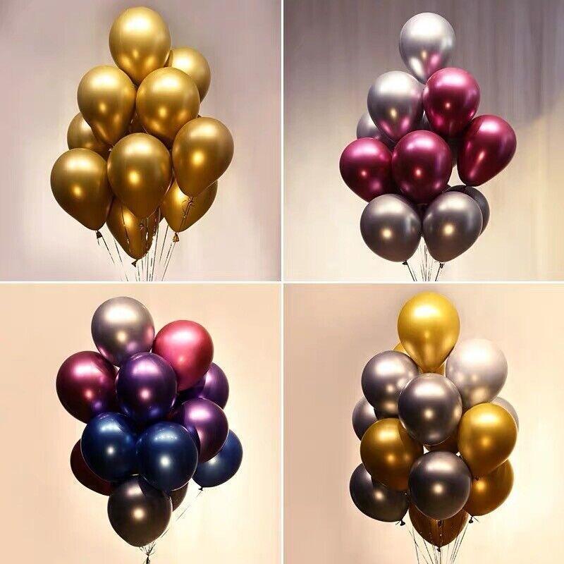Balloons: Metallic Latex Balloons 12 Inch Chrome Party Balloons for Birthday Wedding Decoration - Blue 10PCS