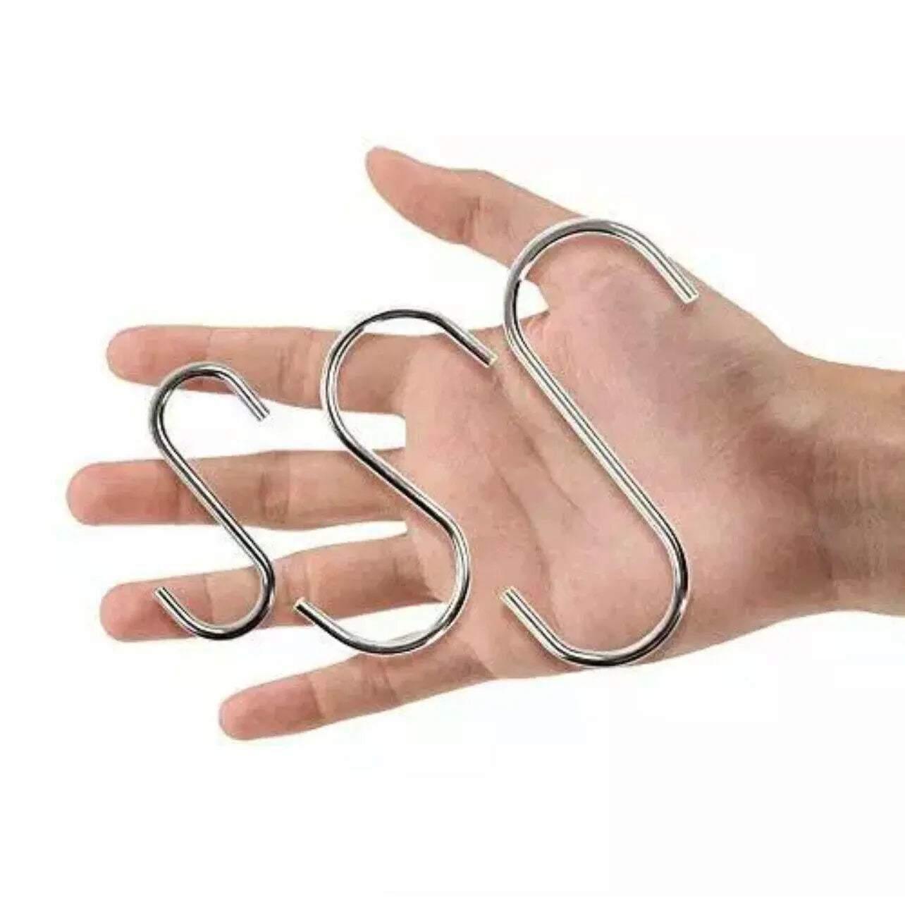Drying Racks & Hangers: 8cm Stainless Steel S Shape Hooks Kitchen Hanger Rack Clothes Hanging Plant Holders - 20PCS