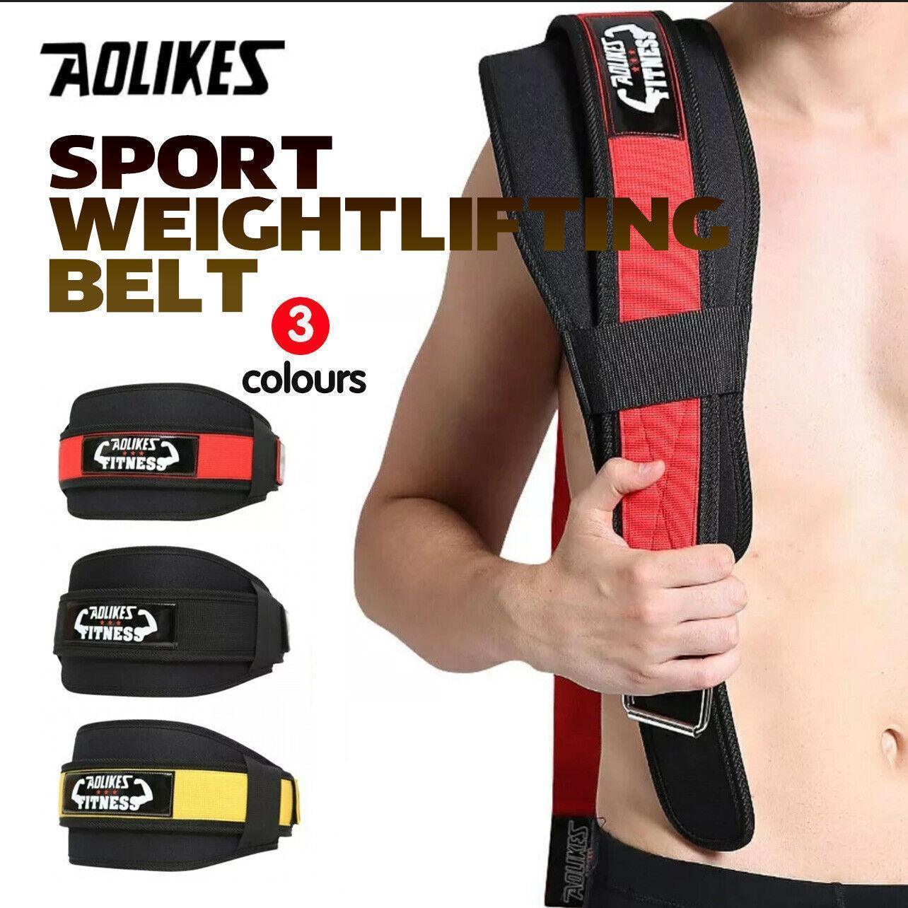 Weightlifting Gloves & Hand Supports: Fitness Weight Lifting Belt Barbell Dumbell Training Back Support Men Women XL - Yellow-XL