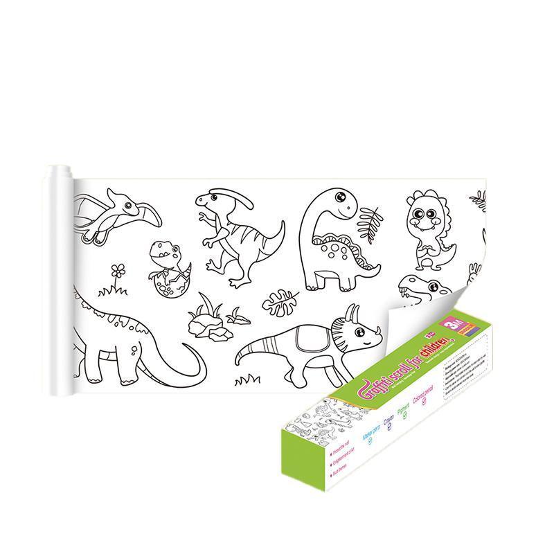 Arts & Crafts: 3M DIY Colouring Paper Roll with 12 Colour Pencils Cartoon Doodle Set - Transportation (With 12PCS Colored Pencils