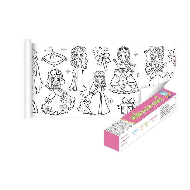 Arts & Crafts: 3M DIY Colouring Paper Roll with 12 Colour Pencils Cartoon Doodle Set - Transportation (With 12PCS Colored Pencils