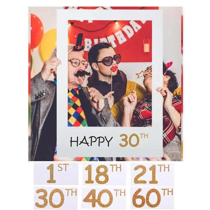 Activity Games: 1Th 18Th-60Th Photo Booth Props Picture Frame Wedding Birthday Party Decoration - Happy 30TH